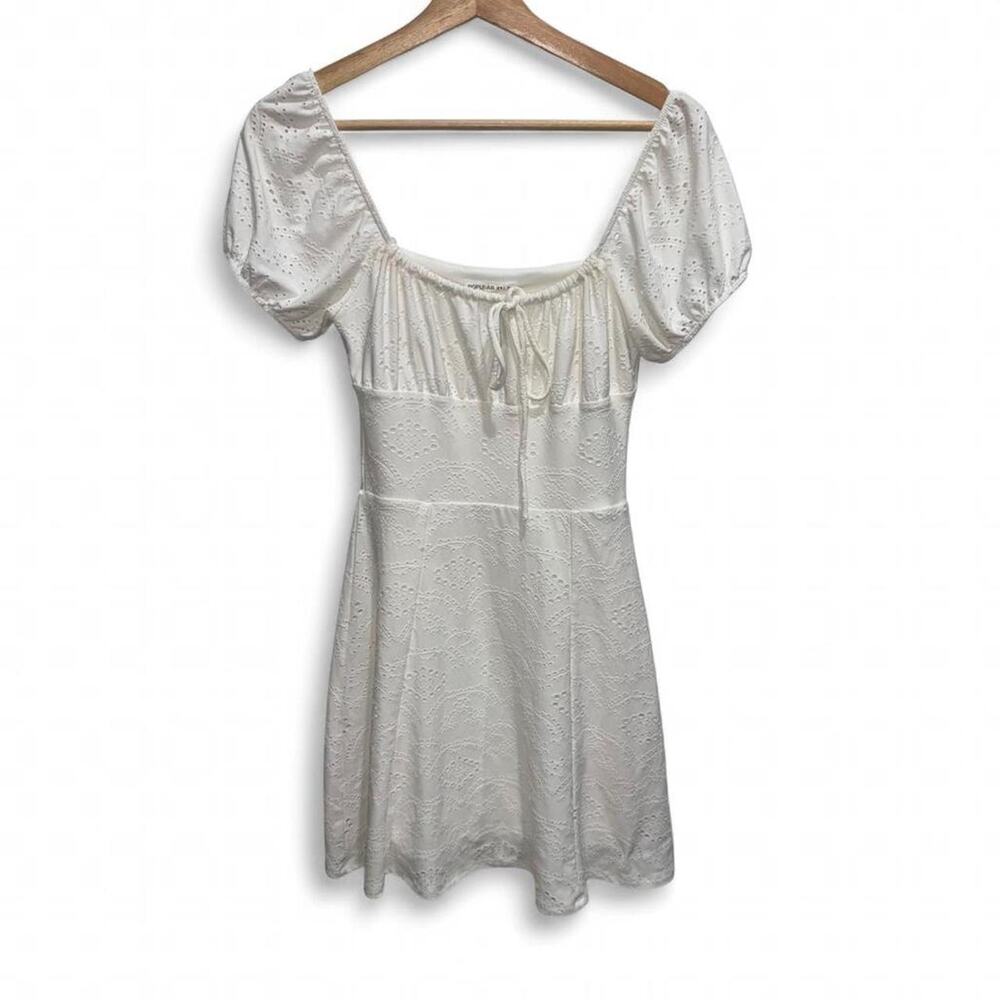 White Milkmaid Babydoll Mini Dress Size Small Cottagecore Coquette Sundress
